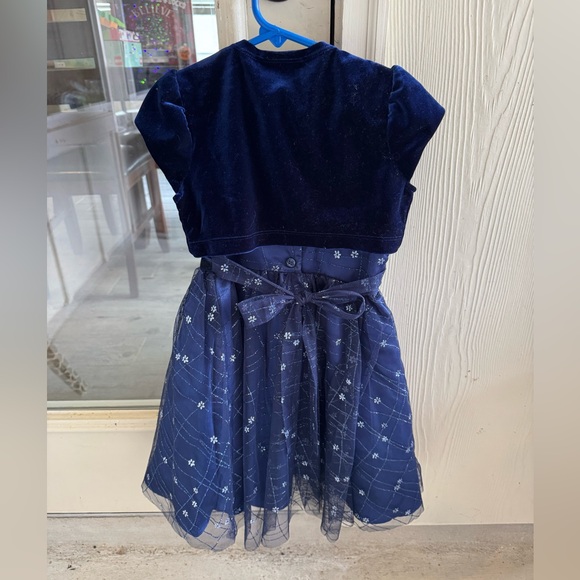 Jona Michelle, Sleeveless, Navy with Sparkle, Dress with Velvet Jacket, Size 5 - Picture 2 of 7